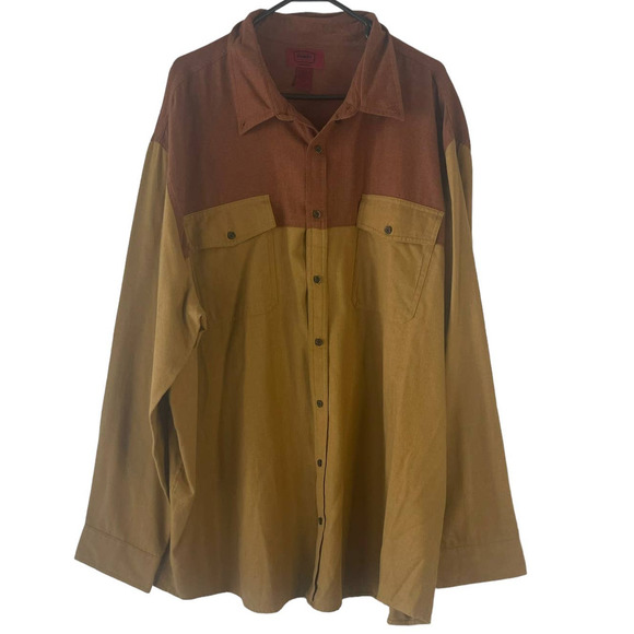 Foundry Men's Size 3XL Large & Tall Brown Colorblock Button Up Shirt - Picture 1 of 7
